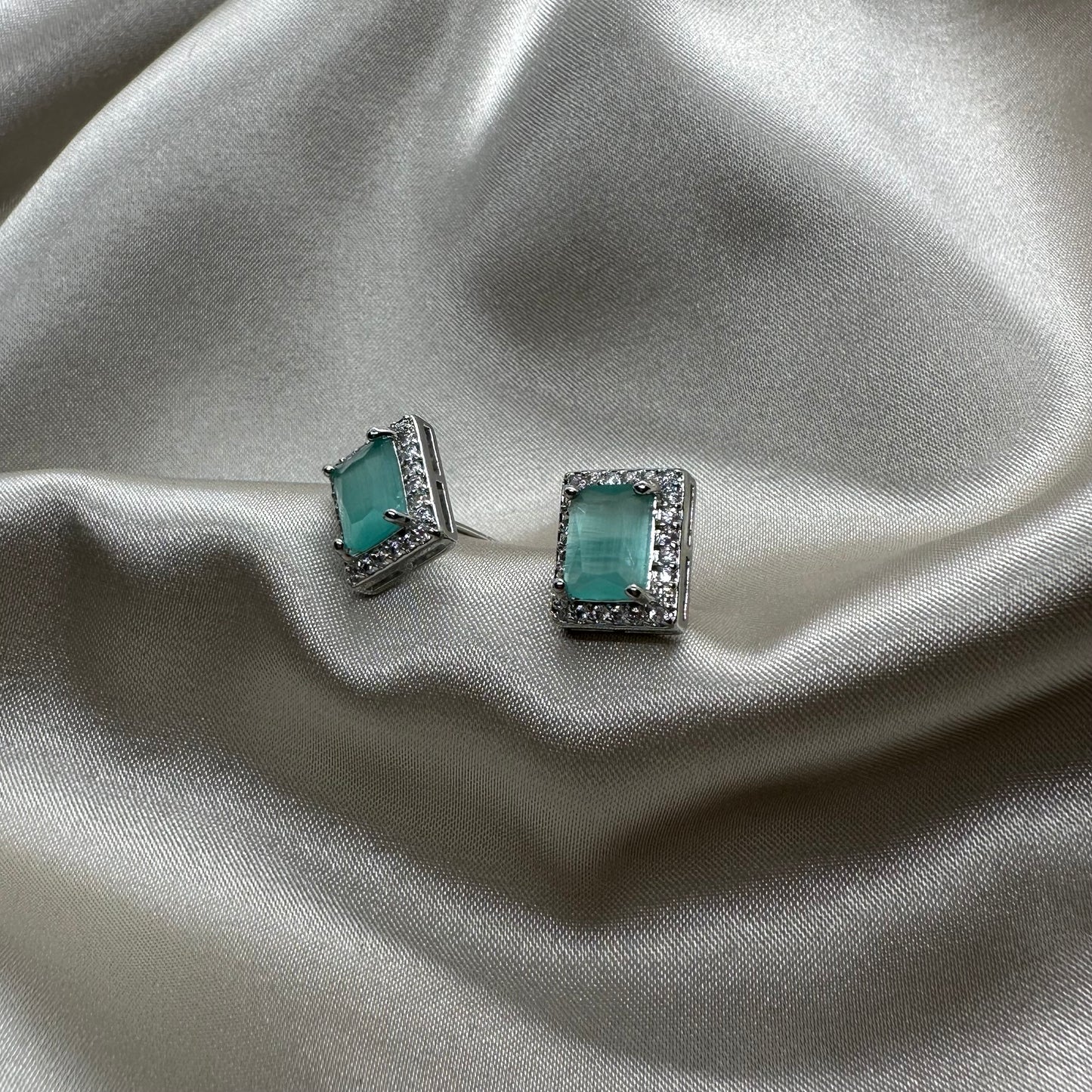 Broqueles Cuadro Aqua Rodio