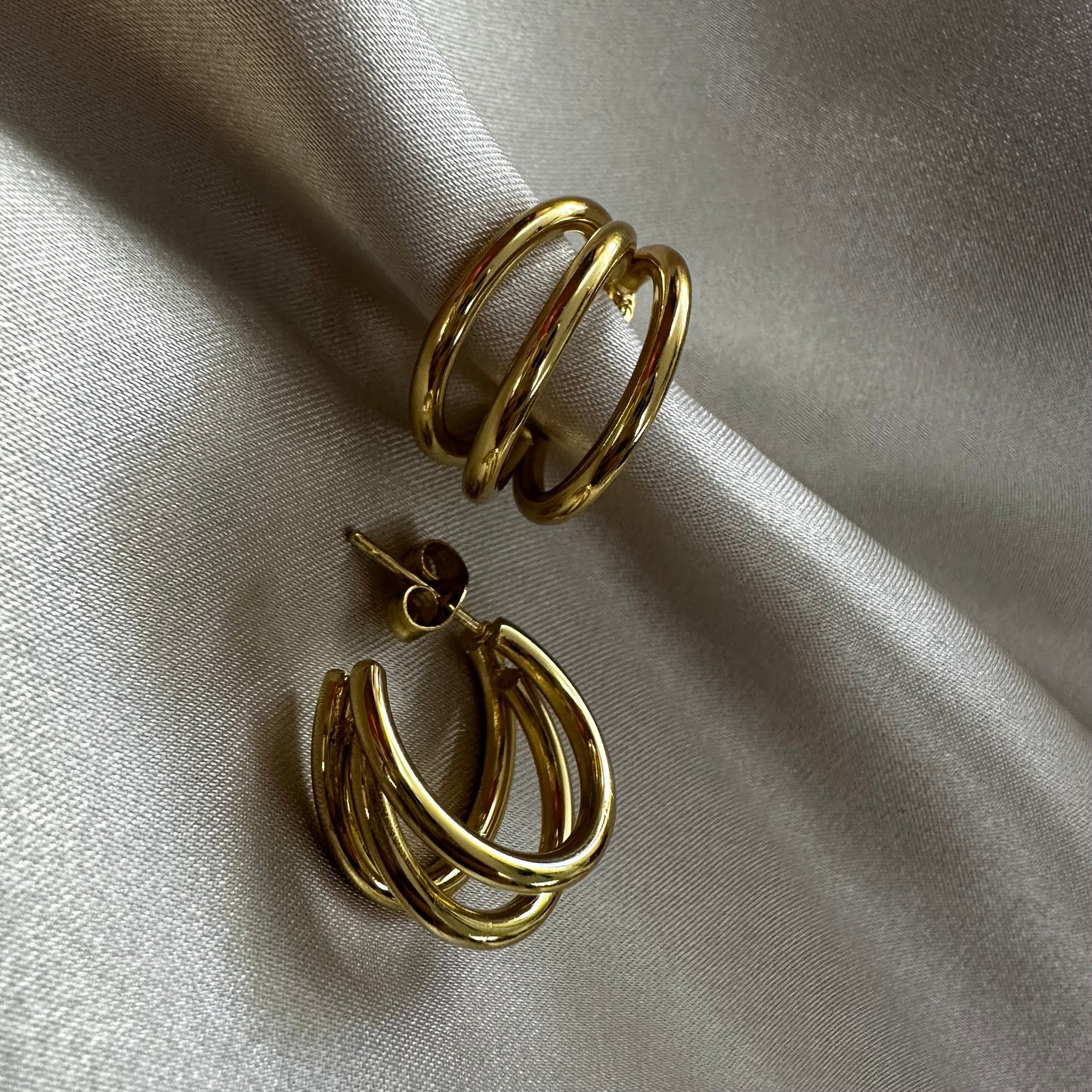 Arracadas Triple Chicas Dorada