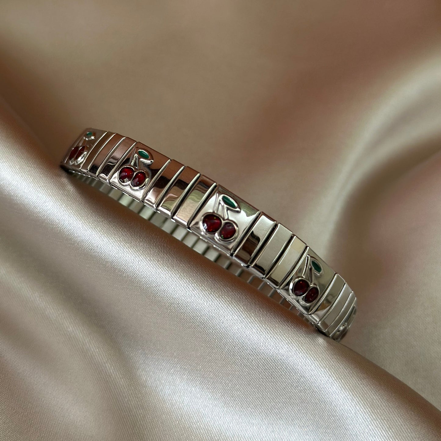 Pulsera Italiana Cherry Plateada