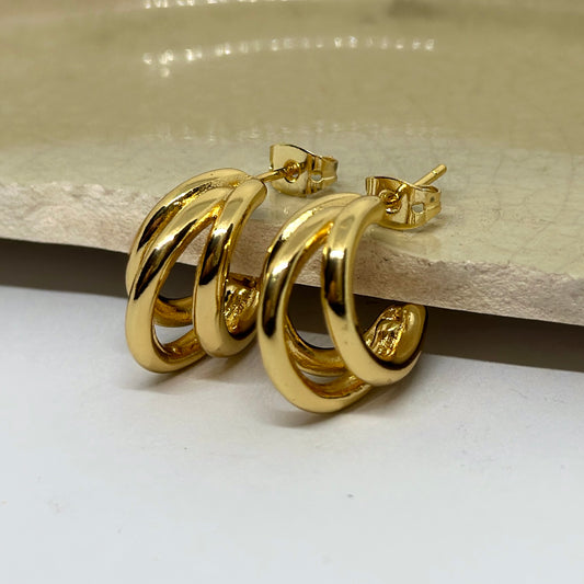 Arracadas Triple Chicas Dorada