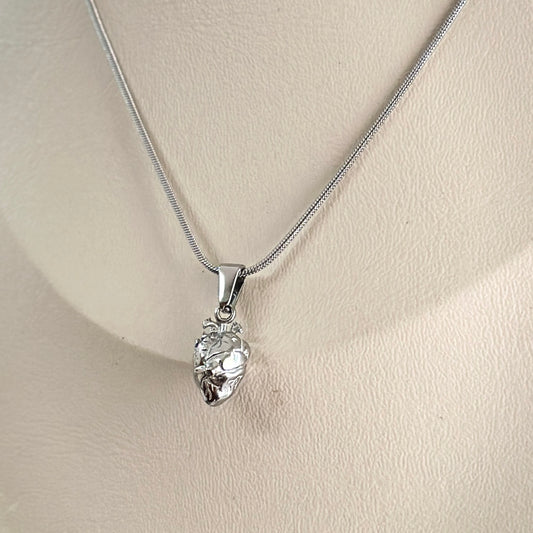 Collar Corazón Anátomico Plateado
