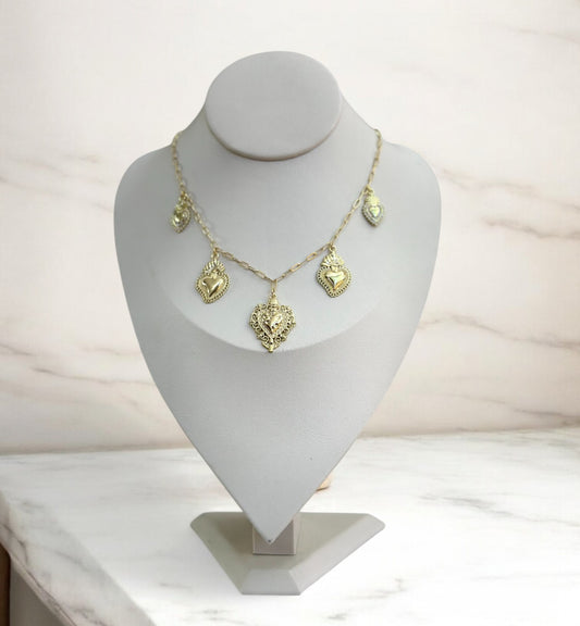 Collar Corazones Dorados Mini